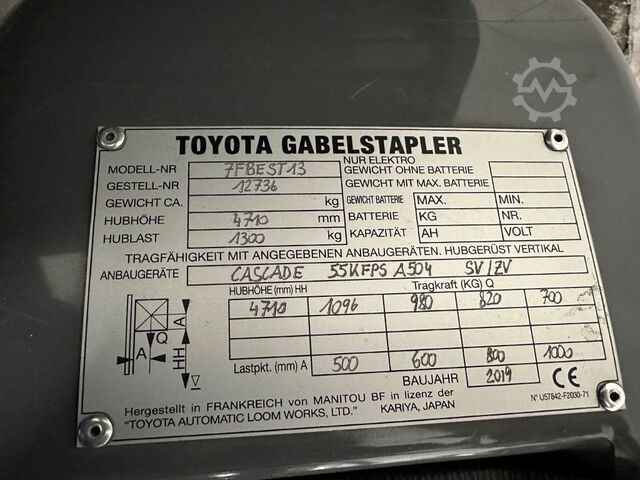 Xe nâng điện 3 bánh Toyota 7FBEST13 - TRIPLEX 4,7 m - 775 Stunden !!!!