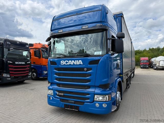 Camion plateau avec bâche SCANIA R410 Pritsche+Plane/Retarder + Anhänger Krone