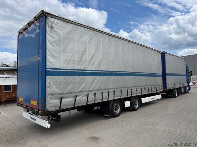 Camion plateau avec bâche SCANIA R410 Pritsche+Plane/Retarder + Anhänger Krone