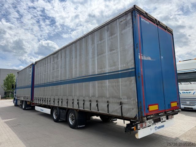 Camion plateau avec bâche SCANIA R410 Pritsche+Plane/Retarder + Anhänger Krone