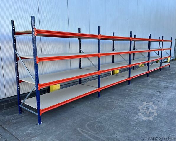 Bredspänn lagerrack ca. 9,56 lfm. Weitspannregale H: 200 cm T: 80 cm , 400 kg Fachlast , 4 Ebenen