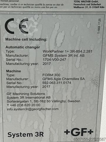 μηχάνημα συρματερης διαβρώσεως GF Machining Solutions / GF+ WorkPartner 1+ 3R-854.2.281