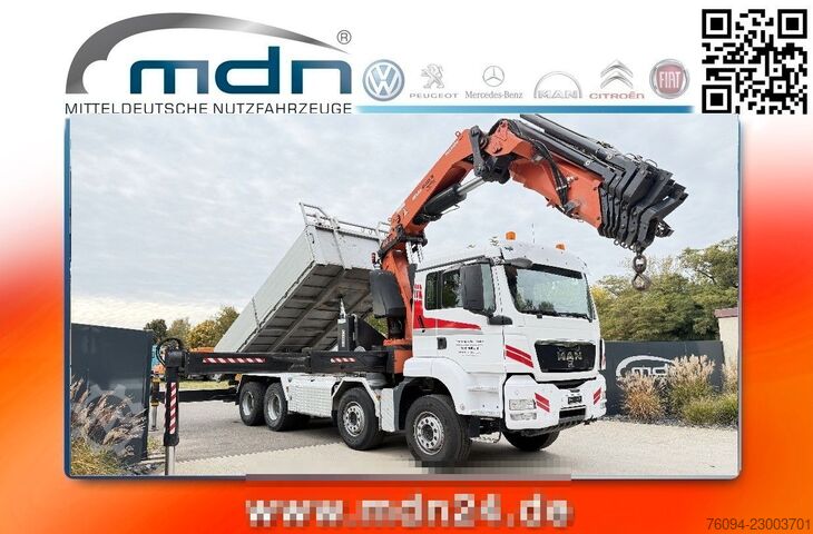 Vrachtauto met open laadbak MAN TGS 37.440 8x4 KRAN 21m Kipper 5/6 Steuerkre