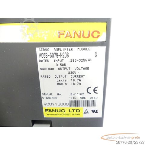 Fanuc komponents Fanuc A06B-6079-H208 SN:V00Y13000 generalüberholt mit 12 Monaten Gewährleistung!