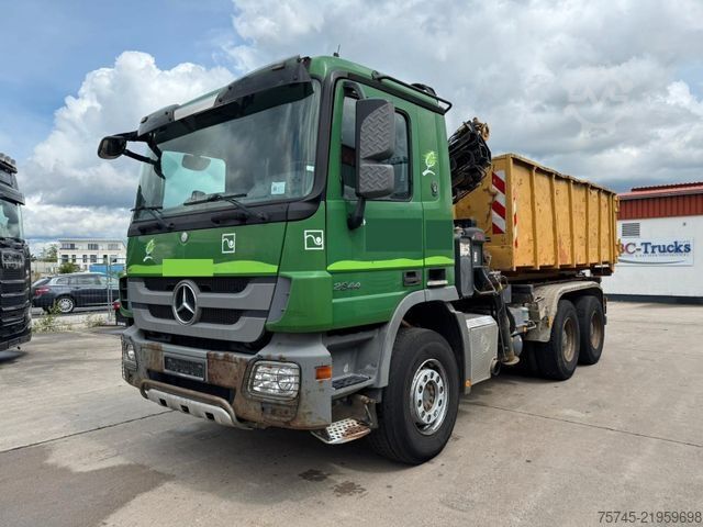 Āķa konteineru automašīna MERCEDES-BENZ ACTROS 2644 * 6 X 4 * HIAB KRAN 10 M * B&B *EPS