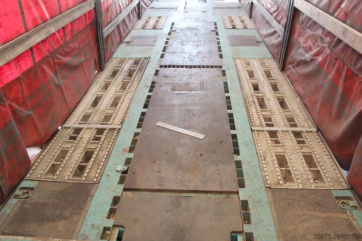 Gjysmë rimorkio e ulët për transportin e makinerive të ndërtimit Meusburger carrellone centinato buche 4assi usato