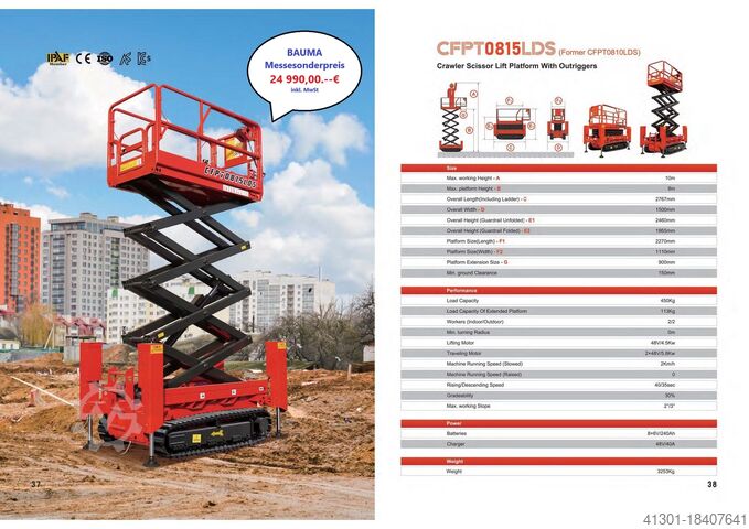 Piattaforma aerea a forbice NUOVO PREMIO FIERISTICO BAUMA CFMG CFPT1012