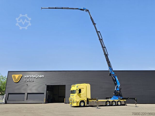 Plataforma de carga Scania S580 V8 / 8x4 / FASSI 115 t/m CRANE / RETARDER