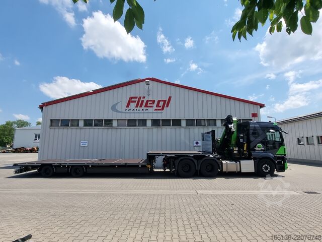 открита полуремарке FLIEGL 2-Achs Mega Plateau Jumbo SZS 290