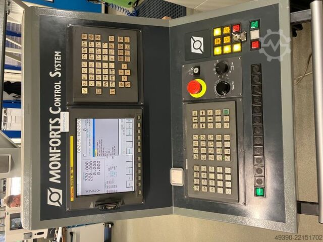 CNC sústruh s poháňanými nástrojmi a osou Y; CNC riadenie FANUC Series 18i-TB, obrábacie centrum (BA MONFORTS RNC 300 MultiTurn