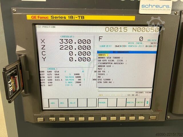 CNC sústruh s poháňanými nástrojmi a osou Y; CNC riadenie FANUC Series 18i-TB, obrábacie centrum (BA MONFORTS RNC 300 MultiTurn