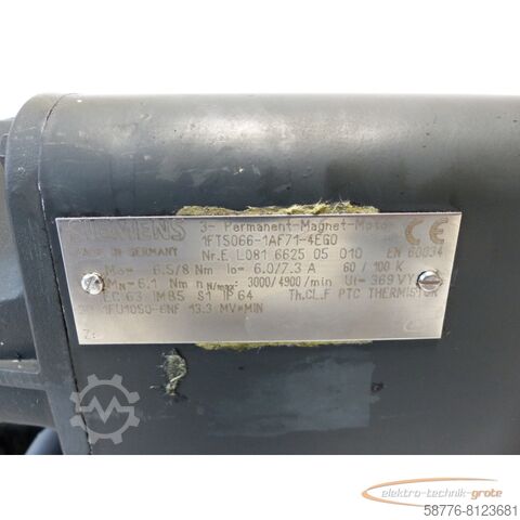 Siemens motor Siemens 1FT5066-1AF71-4EG0 Motor SN:EL081662505010 + ROD