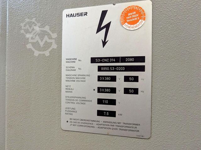 Meuleuse à sauteuse HAUSER S3 CNC 314