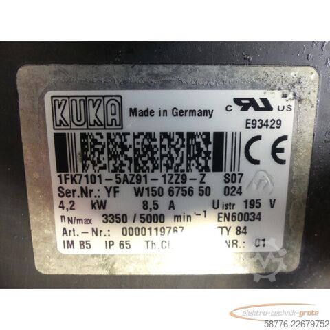 Control unit KUKA 1FK7101-5AZ91-1ZZ9-Z S07 Servomotor SN: YFW150675650024