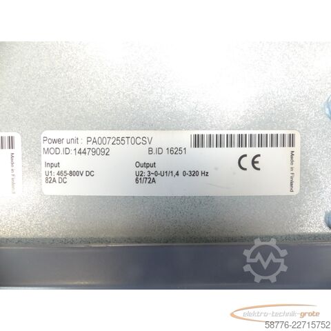 Componente  Vacon NXI00725A5T0CSSA1AF000000 Frequenzumrichter SN: 14479088