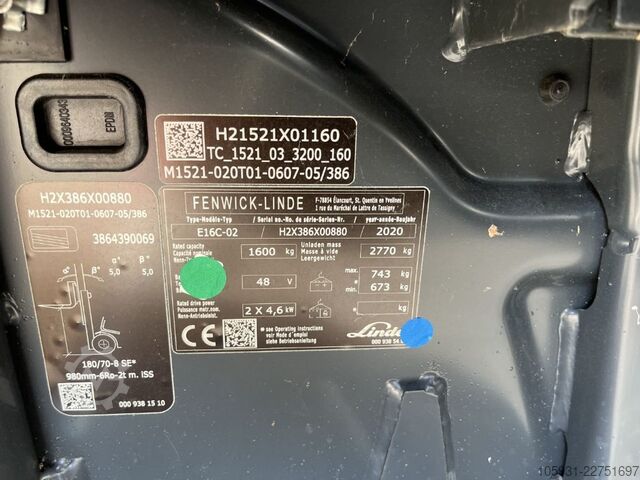 Forklift 3 roda elektrik Linde E16C-02