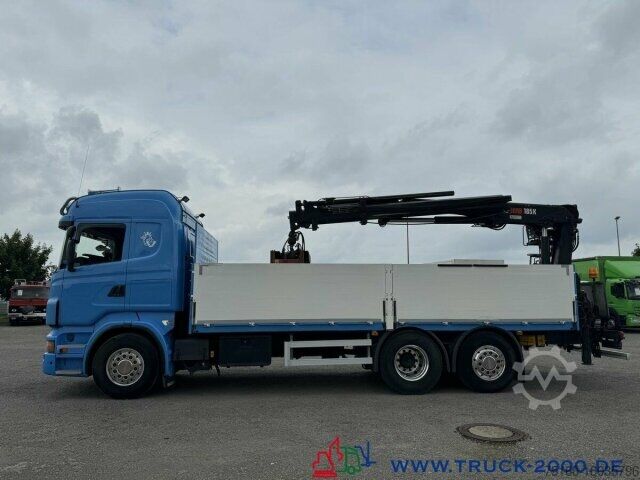 משאית שטוחה Scania R 560 V8 Kran HIAB 185K hebt bei 11m = 1.500kg