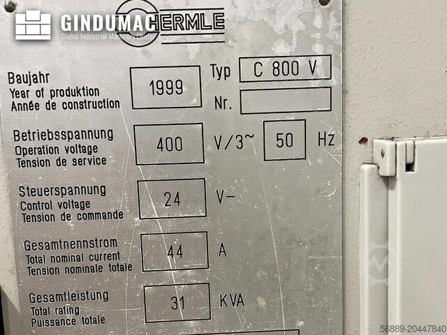 VERTIKALES BEARBEITUNGSZENTRUM HERMLE C800V