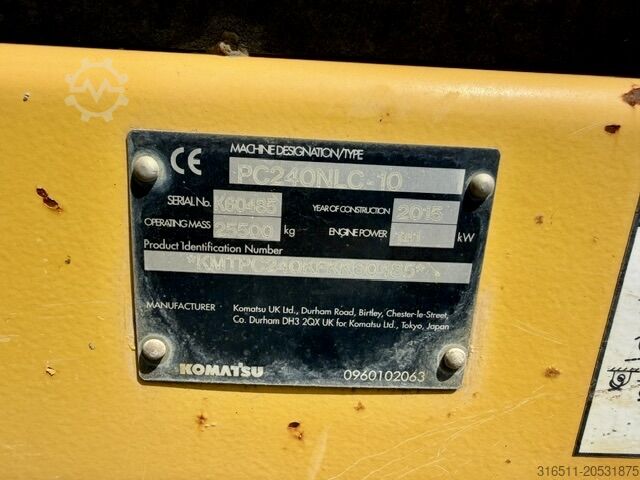 Pelle sur chenilles Komatsu PC240NLC-10