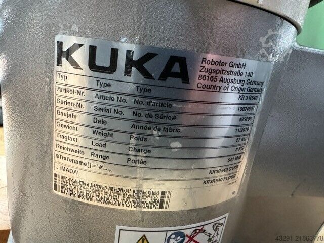 Endüstriyel robot KUKA KR3 R540 sixx KRC4 komplett (582 Std.)