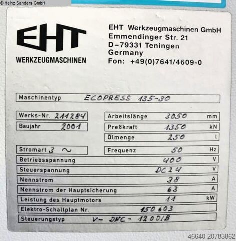 اضغط على الفرامل - هيدروليكي EHT ECOPRESS 135-30