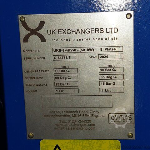 Комплектный теплообменник UK Exchangers Ltd UKE-8-4PV-8 - (50 kW) 8 Plates