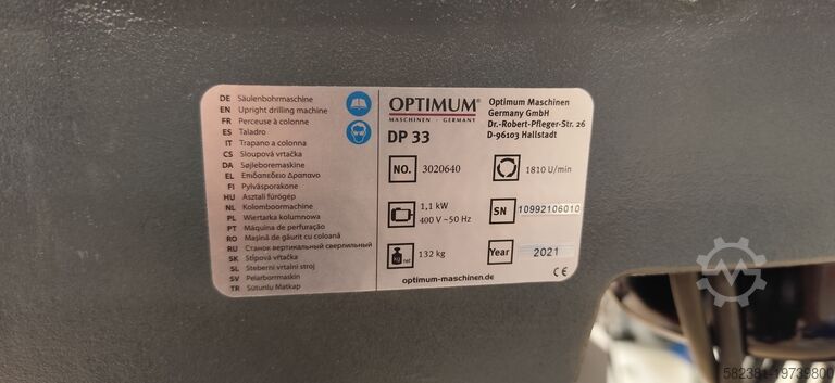 DP 33 Optimum Säulenbohrmaschine