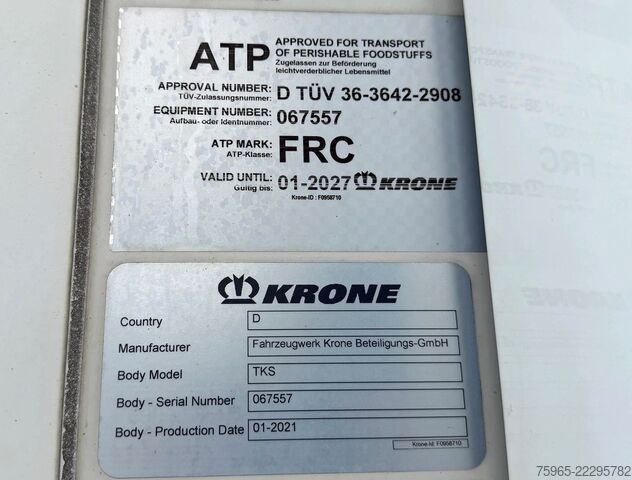 Semi-reboque frigorífico KRONE SD THERMO KING SLXi 400 WHISPER BPW AXLES DISC B