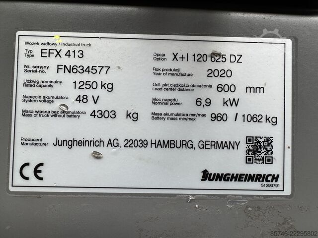 EFX 413 X + i = Guiado por cable !! Triplex FFL !! Batería NUEVA !! JUNGHEINRICH EFX 413 X + i = Wire Guidance !! Triplex FFL !! NEW battery !!