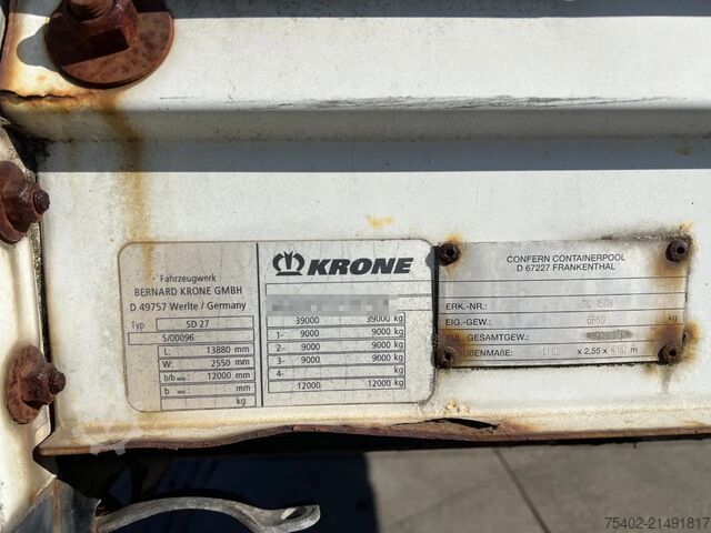 Gomuar rrëshqitës Krone SD 27 / Tautliner / 1x Lift Axle / Disc Brakes