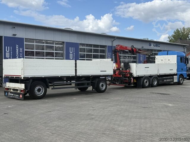Automobilis ar plakanu platformu MAN TGX 26.470 Euro 6 Abrollkipper mit Ladekran