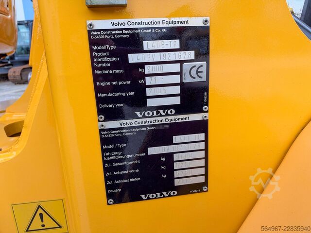 رافعة التحميل Volvo L40 B TP 71 kW Gabel + Schaufel SW