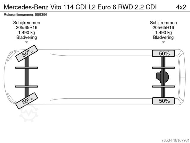 Furgoneta con caja Mercedes-Benz Vito 114 CDI L2 Euro 6 RWD 2.2 CDI
