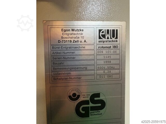 Šepetėlių šalinimo mašina EWU Rotomat 180