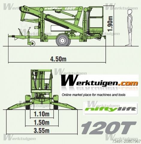 কর্মরত প্ল্যাটফর্ম সহ ট্রেলার Niftylift 120 TE