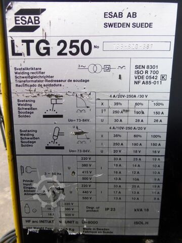 E-varilni aparat, stroj za varjenje z obločno elektrodo, električni varilni vir ESAB LTG 250
