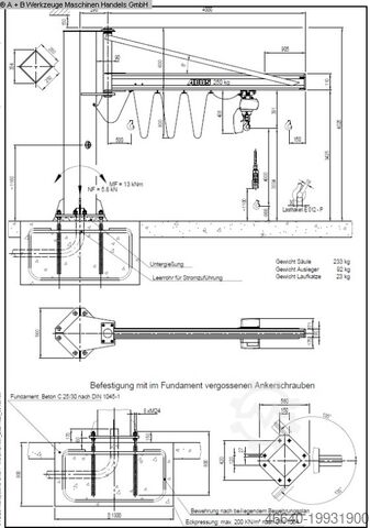 Stulpo strėlės kranas ABUS LS / 4000 MM x 250 KG