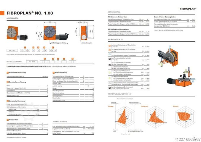 NC রোটারি টেবিল Fibro NC1.03.0340.1.1.04.04