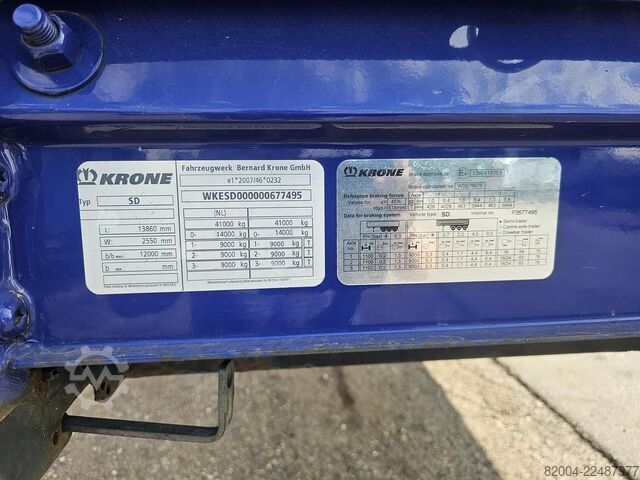 2015 KRONE SD / ALUMINIUM VELGEN / ALUMINIUM ZIJBORDEN / SCHUIFDAK / SAF SCHIJFREM. KRONE SD/ ALUMINIUM RIMS/ ALUMINIUM SIDE BOARDS/ SLID...