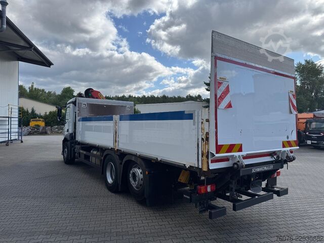 Flatbed truck MERCEDES-BENZ MB 2536 LL Pritsche Kran PK 18002 Funk LBW 1,5t