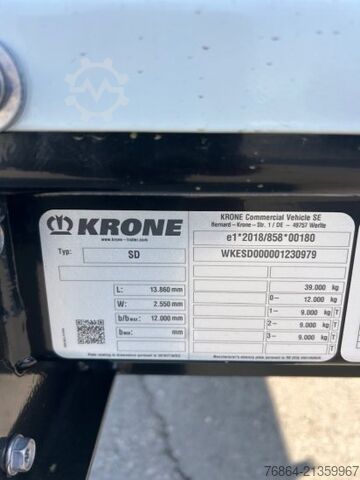 Naczepa otwarta z plandeką KRONE MEGA SD, EDSCHA-VERDECK, HUBDACH