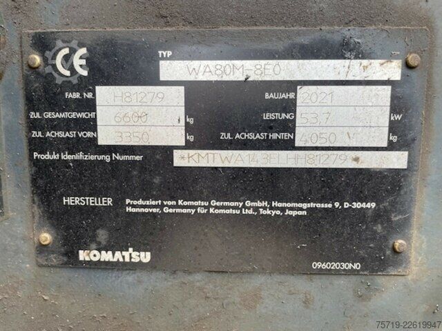 Furgons Komatsu Komatsu WA 80M-8E0