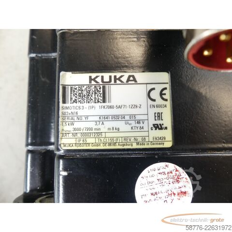 নিয়ন্ত্রণ ইউনিট KUKA 1FK7060-5AF71-1ZZ9-Z S03 + N16 Servomotor SN: YFK1641053204015