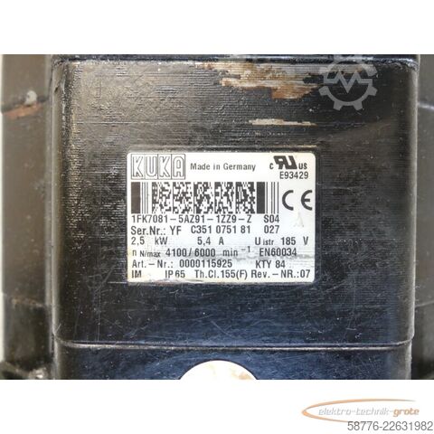 নিয়ন্ত্রণ ইউনিট KUKA 1FK7081-5AZ91-1ZZ9-Z S04 Servomotor SN: YFC351075181027
