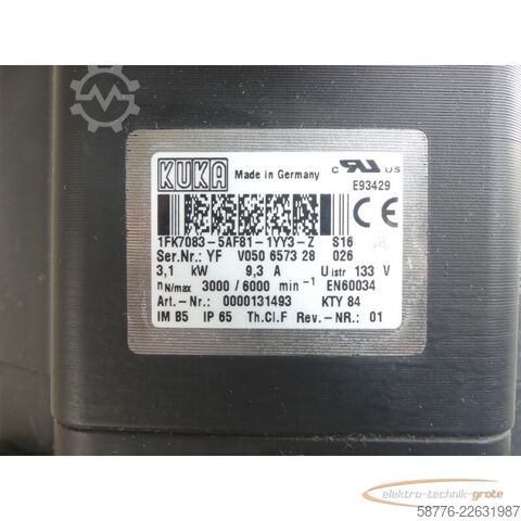 নিয়ন্ত্রণ ইউনিট KUKA 1FK7083-5AF81-1YY3-Z S16 Servomotor SN: YFV050657328026