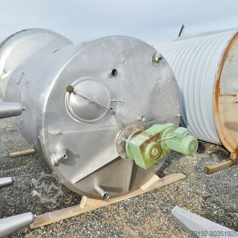 8000 liter insulated agitator tank made of V2A with beam agitator and CIP spray balls.  7241