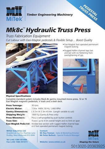 Presses Mi Tek Mk8 hydraulic truss press